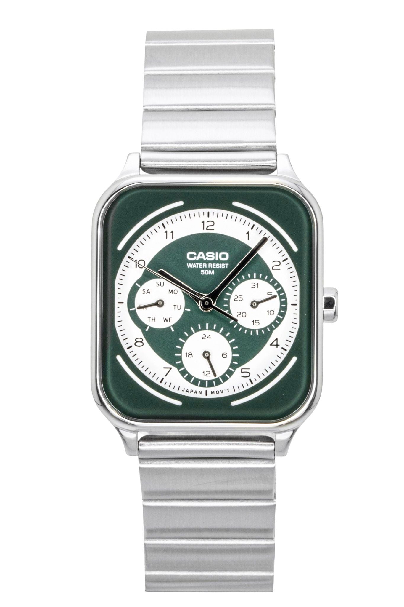 Casio Standard Analog Edelstahl Green And White Dial Quarz MTP-M307D-3BV Herrenuhr
