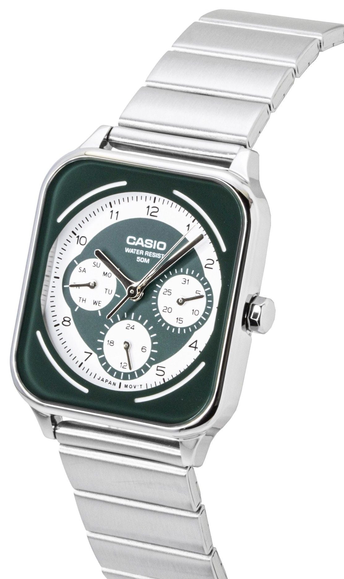 Casio Standard Analog Edelstahl Green And White Dial Quarz MTP-M307D-3BV Herrenuhr