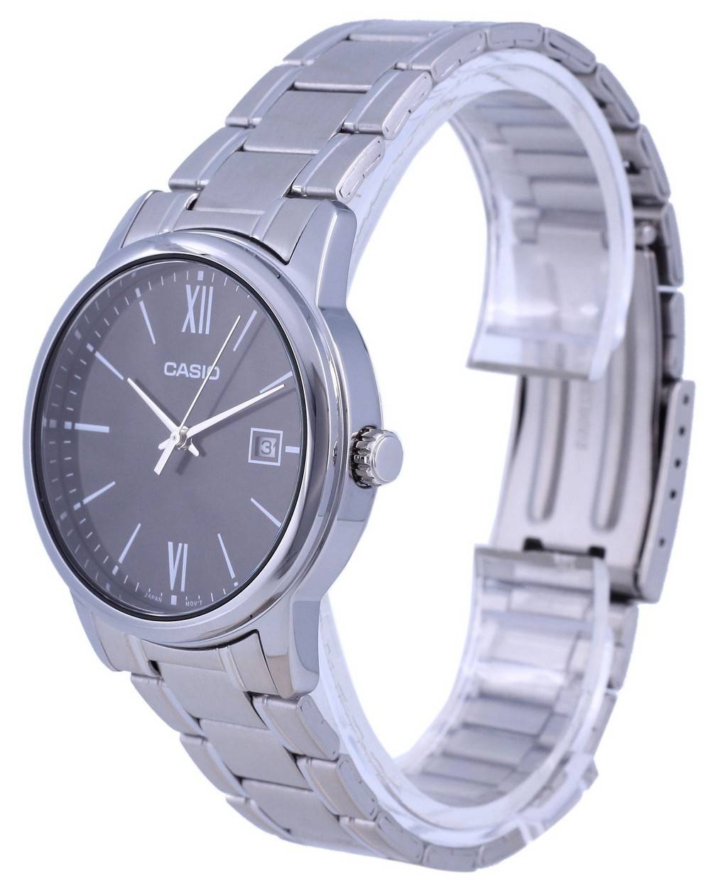 Casio Schwarzes Zifferblatt Edelstahl Analog Quarz MTP-V002D-1B3 MTPV002D-1 Herrenuhr