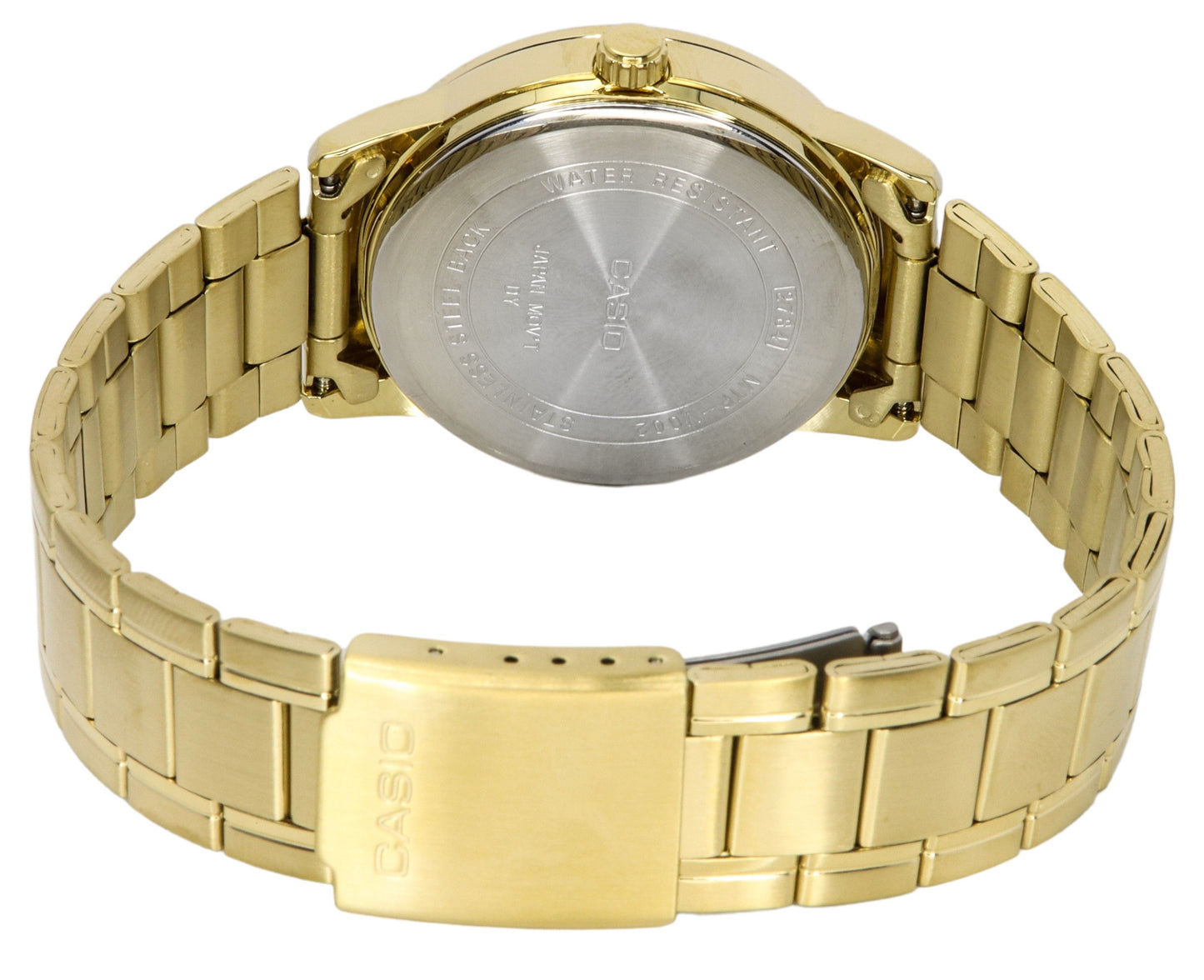 Casio Analog Goldfarben Edelstahl Schwarzes Zifferblatt Quarz MTP-V002G-1B Herrenuhr