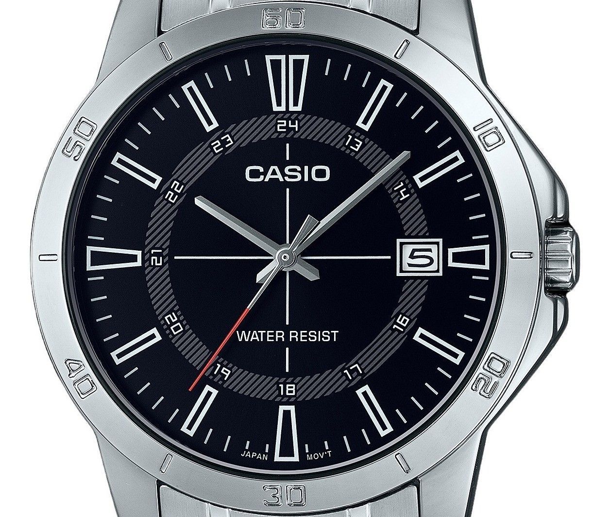 Casio Standard Analog Edelstahl Schwarzes Zifferblatt Quarz MTP-V004D-1C Herrenuhr