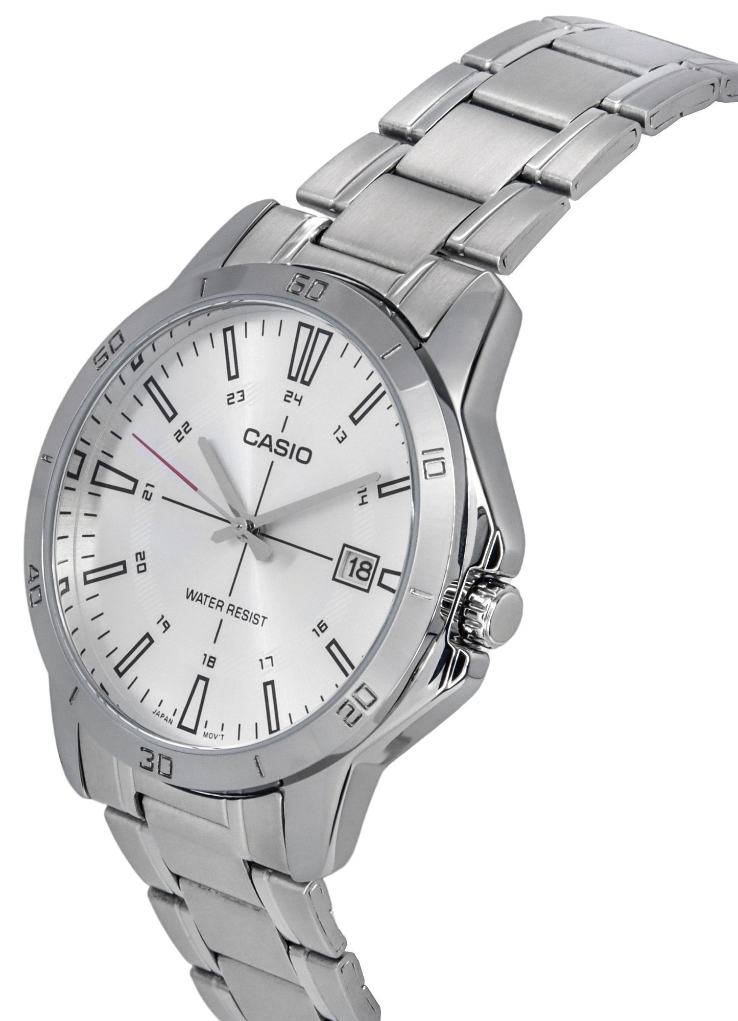 Casio Standard Analog Edelstahl Silberfarbenes Zifferblatt Quarz MTP-V004D-7C Herrenuhr