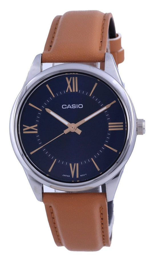 Casio Blaues Zifferblatt Edelstahl Analog Quarz MTP-V005L-2B5 MTPV005L-2 Herrenuhr