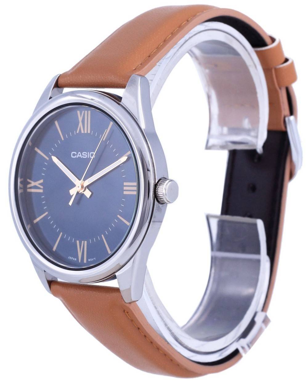 Casio Blaues Zifferblatt Edelstahl Analog Quarz MTP-V005L-2B5 MTPV005L-2 Herrenuhr