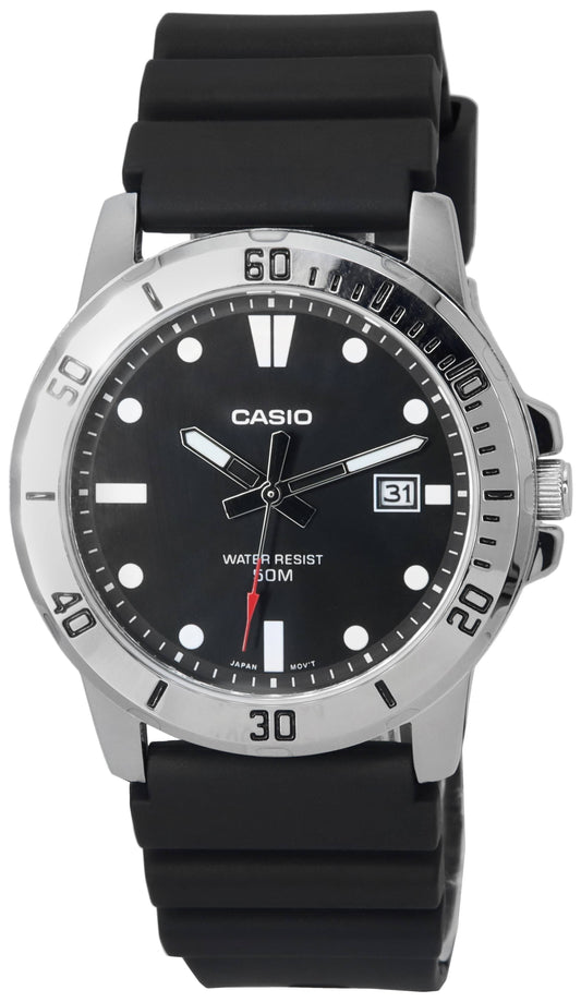 Casio Standard Analog Resin Strap Schwarzes Zifferblatt Quarz MTP-VD01-1E MTPVD01-1E Herrenuhr