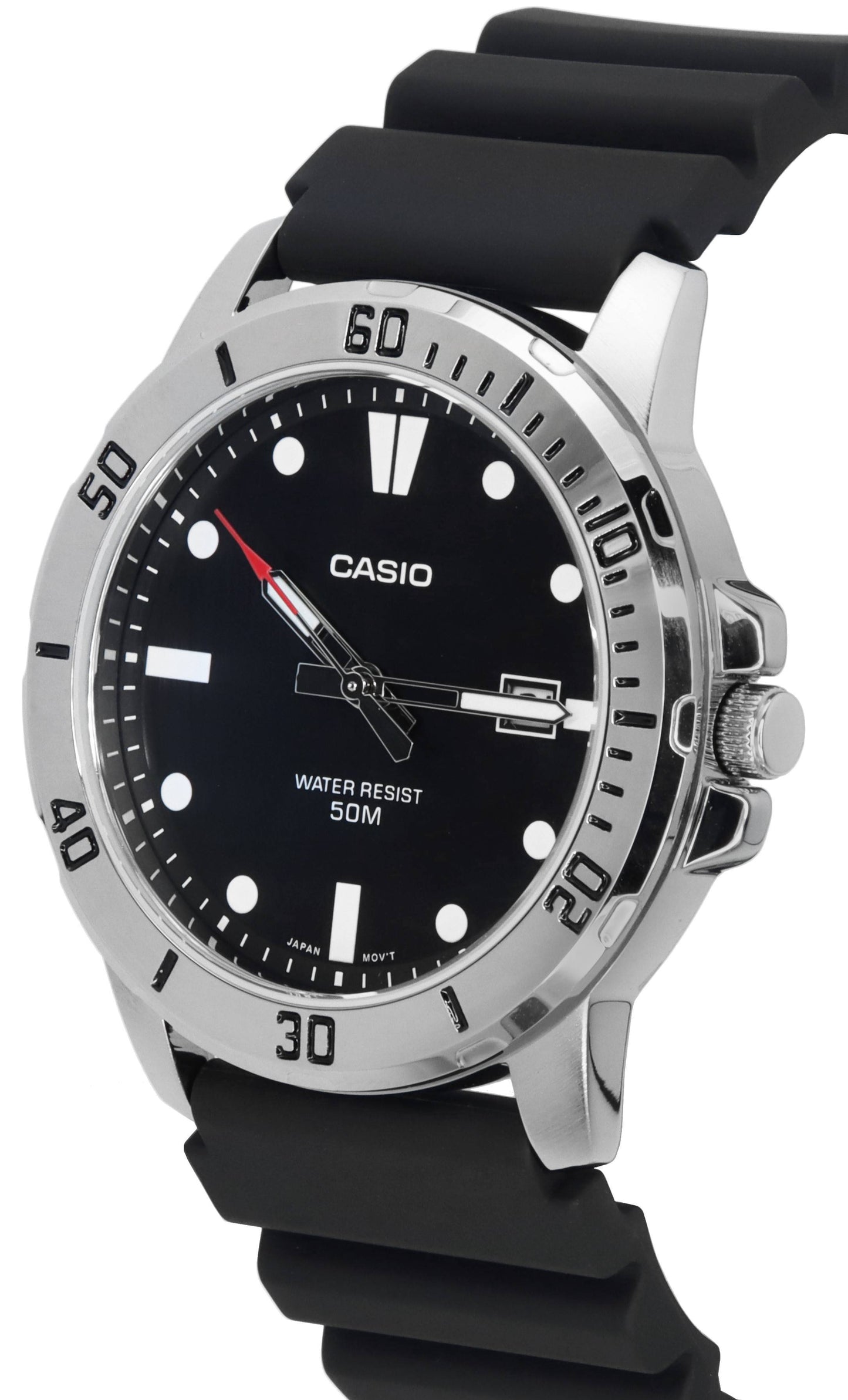 Casio Standard Analog Resin Strap Schwarzes Zifferblatt Quarz MTP-VD01-1E MTPVD01-1E Herrenuhr