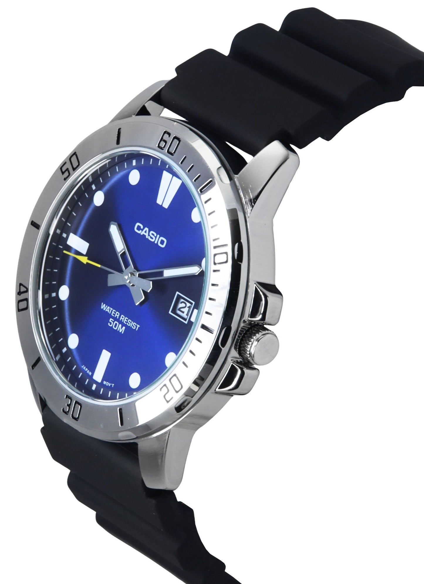 Casio Standard Analog Resin Strap Blaues Zifferblatt Quarz MTP-VD01-2E Herrenuhr