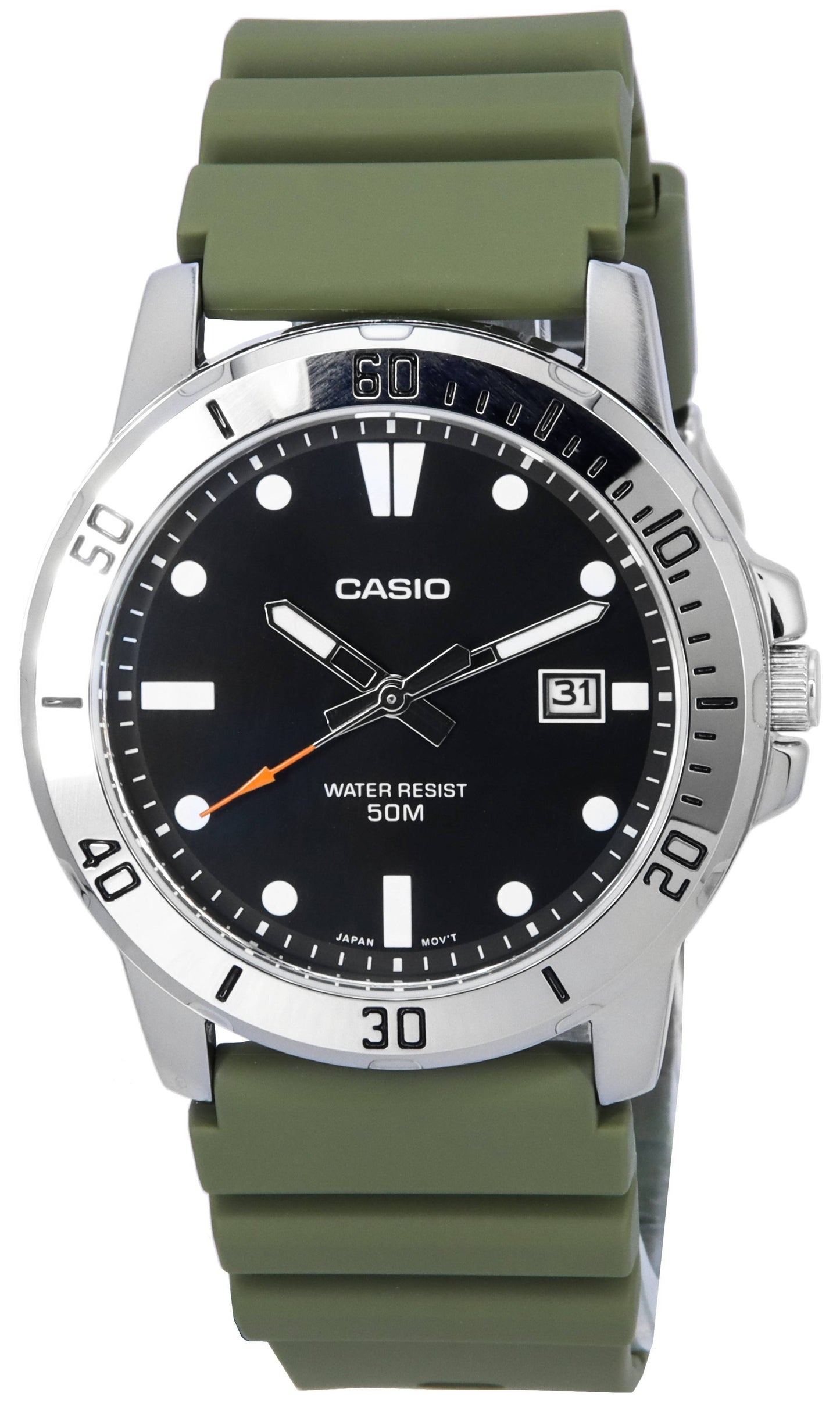 Casio Standard Analog Resin Strap Schwarzes Zifferblatt Quarz MTP-VD01-3E MTPVD01-3E Herrenuhr