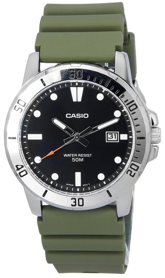 Casio Standard Analog Resin Strap Schwarzes Zifferblatt Quarz MTP-VD01-3E MTPVD01-3E Herrenuhr