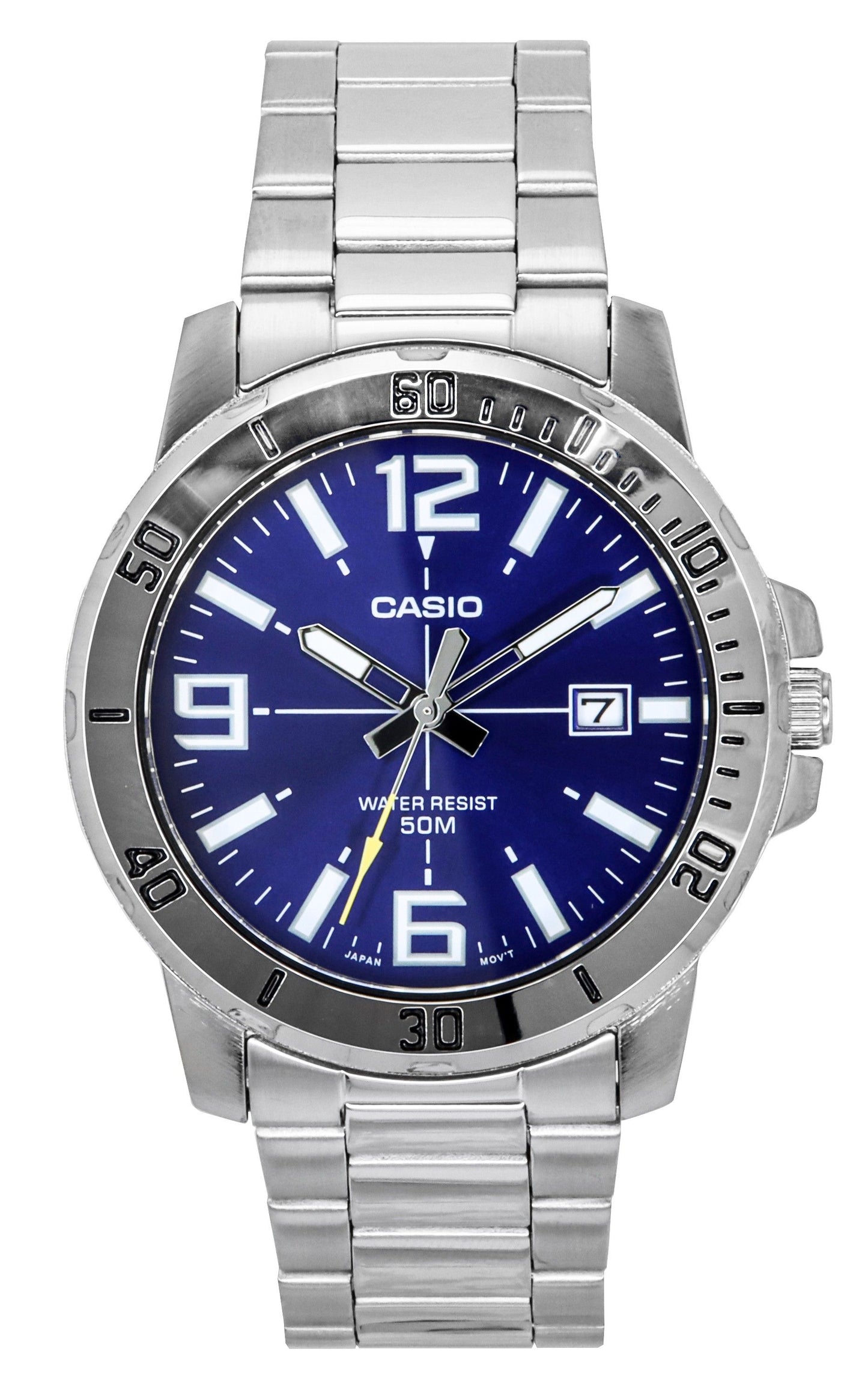 Casio Enticer Analog Edelstahl Blaues Zifferblatt Quarz MTP-VD01D-2BV Herrenuhr
