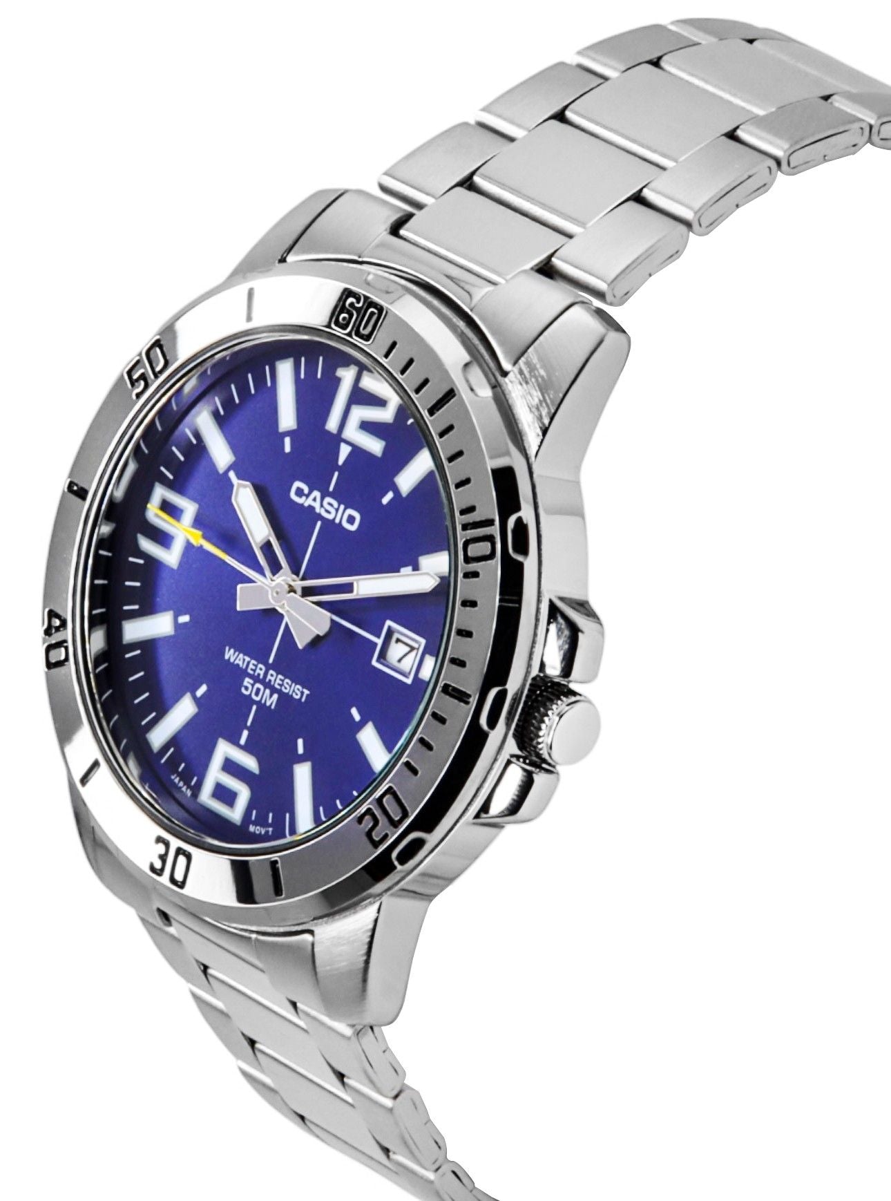 Casio Enticer Analog Edelstahl Blaues Zifferblatt Quarz MTP-VD01D-2BV Herrenuhr