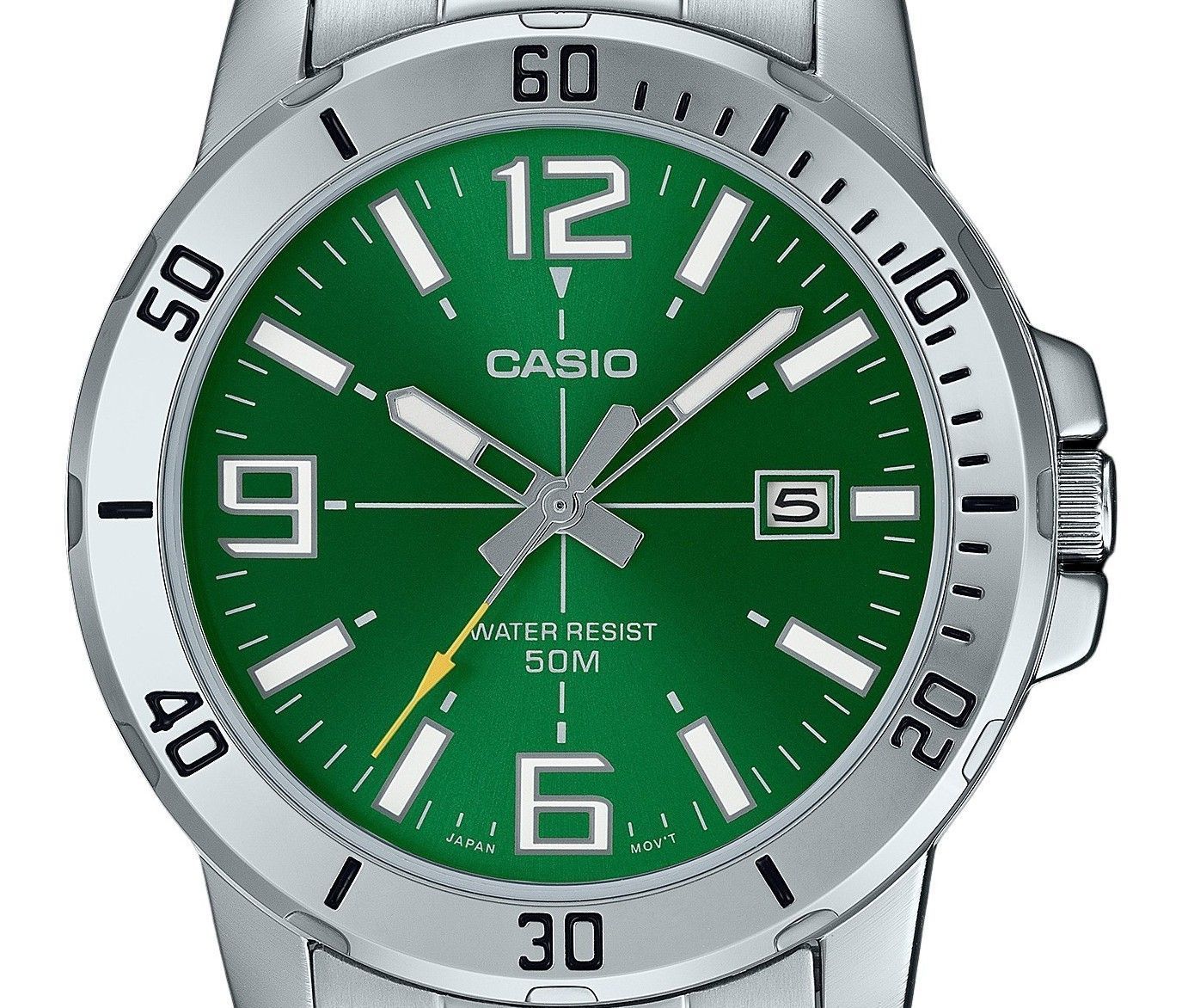 Casio Standard Analog Edelstahl Gr?nes Zifferblatt Quarz MTP-VD01D-3BV Herrenuhr