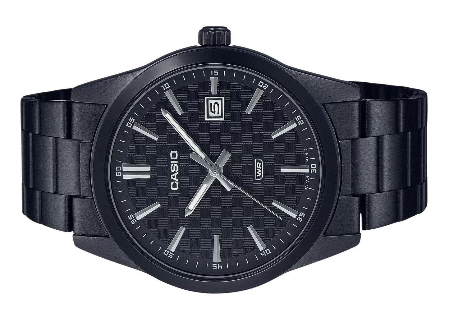 Casio Standard Analog Black Ion Plated Edelstahl Schwarzes Zifferblatt Quarz MTP-VD03B-1A Herrenuhr