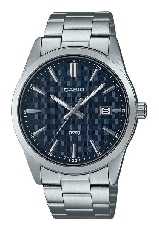 Casio Enticer Analog Edelstahl Blaues Zifferblatt Quarz MTP-VD03D-2A Herrenuhr