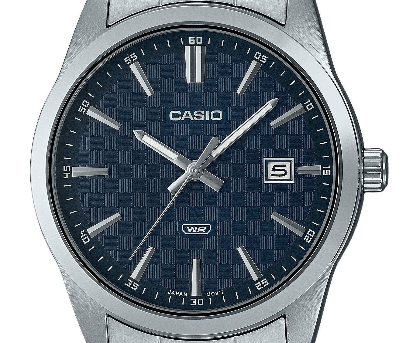 Casio Enticer Analog Edelstahl Blaues Zifferblatt Quarz MTP-VD03D-2A Herrenuhr