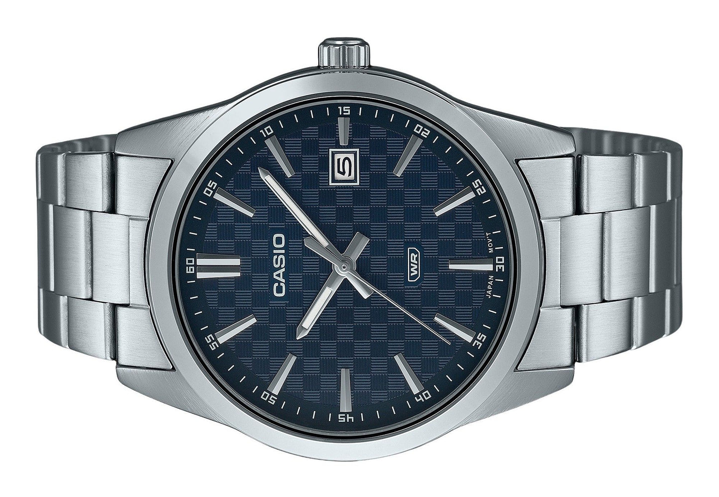 Casio Enticer Analog Edelstahl Blaues Zifferblatt Quarz MTP-VD03D-2A Herrenuhr
