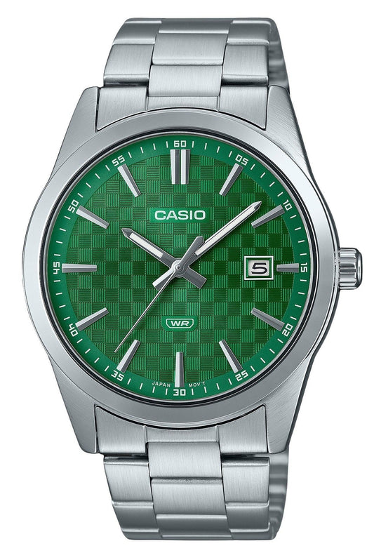 Casio Standard Analog Edelstahl Gr?nes Zifferblatt Quarz MTP-VD03D-3A1 Herrenuhr