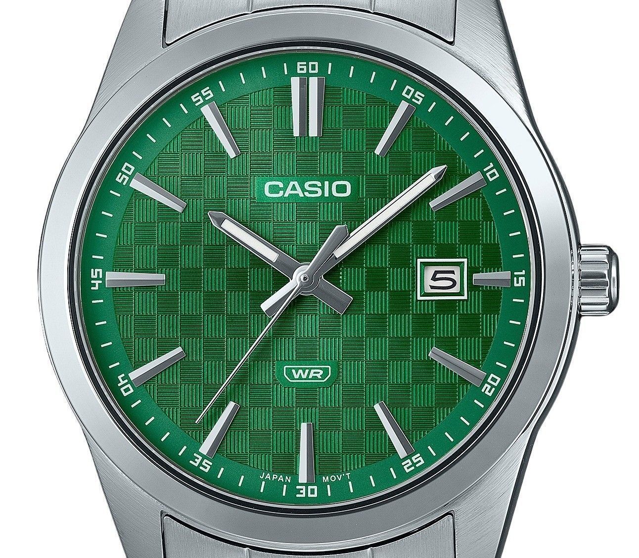 Casio Standard Analog Edelstahl Gr?nes Zifferblatt Quarz MTP-VD03D-3A1 Herrenuhr