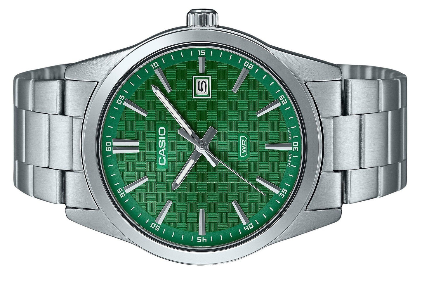 Casio Standard Analog Edelstahl Gr?nes Zifferblatt Quarz MTP-VD03D-3A1 Herrenuhr
