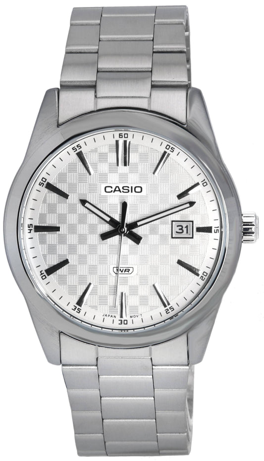 Casio Analog Edelstahl Silberfarbenes Zifferblatt Quarz MTP-VD03D-7A MTPVD03D-7 Herrenuhr