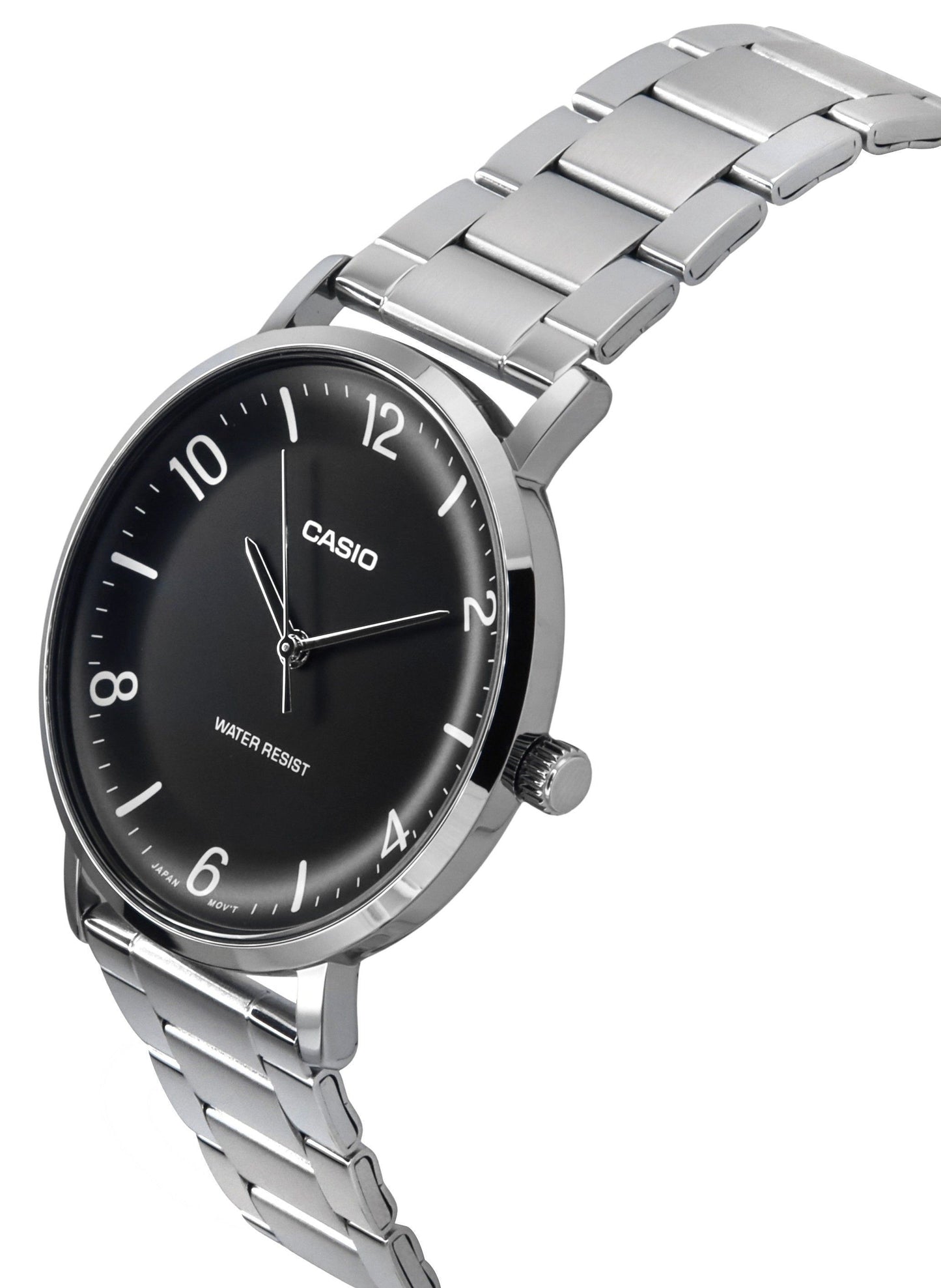 Casio Standard Analog Edelstahl Schwarzes Zifferblatt Quarz MTP-VT03D-1B Herrenuhr