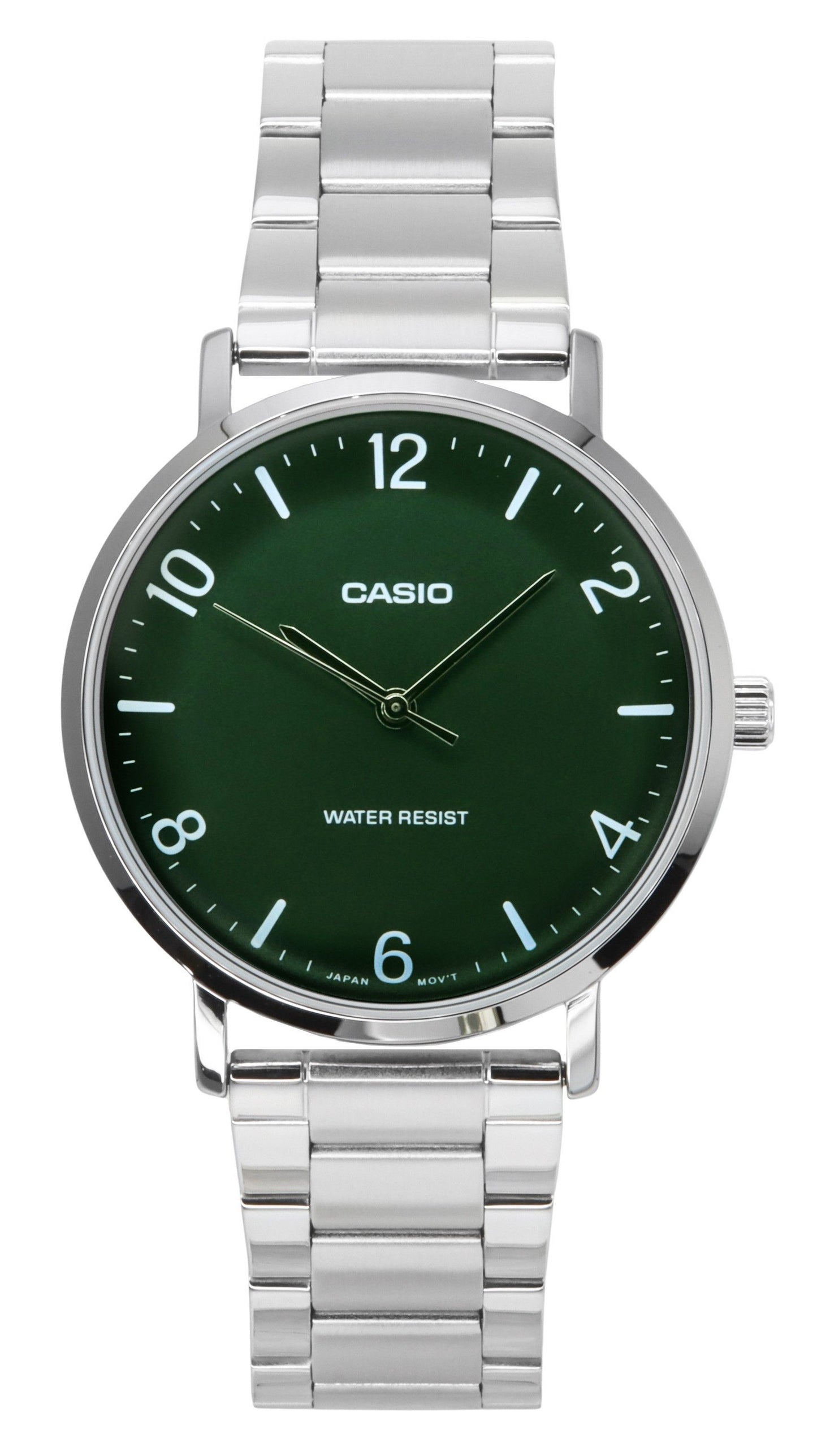 Casio Standard Analog Edelstahl Gr?nes Zifferblatt Quarz MTP-VT03D-3B Herrenuhr