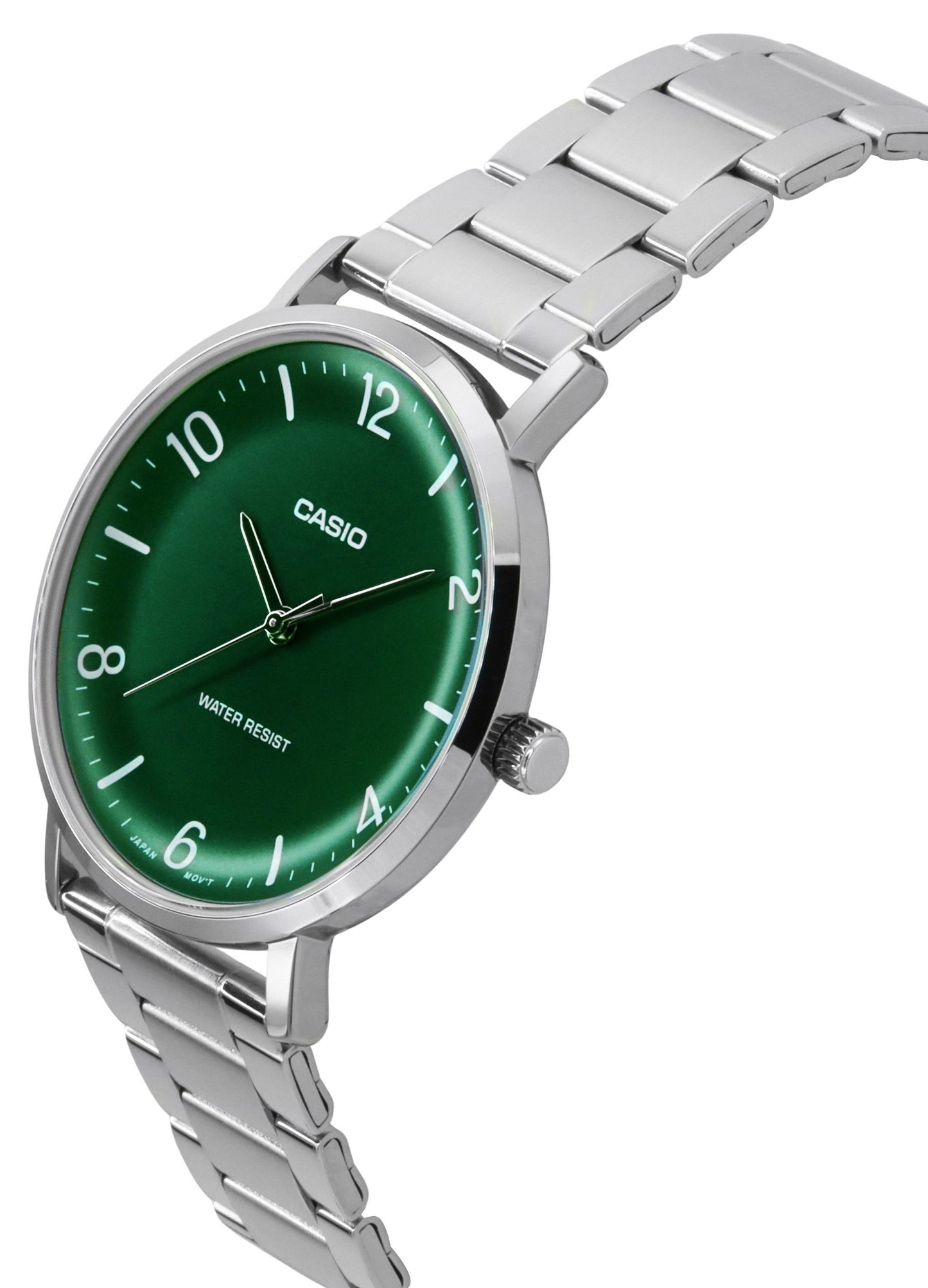 Casio Standard Analog Edelstahl Gr?nes Zifferblatt Quarz MTP-VT03D-3B Herrenuhr