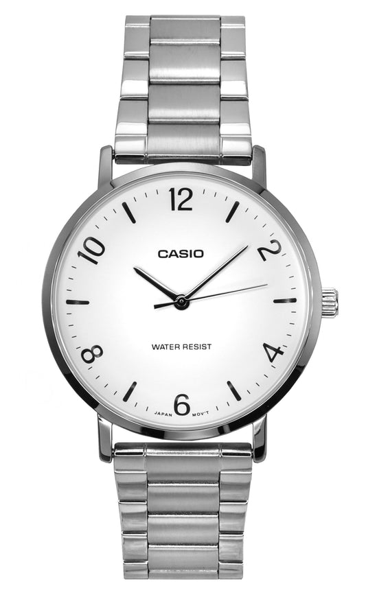 Casio Standard Analog Edelstahl White Dial Quarz MTP-VT03D-7B Herrenuhr