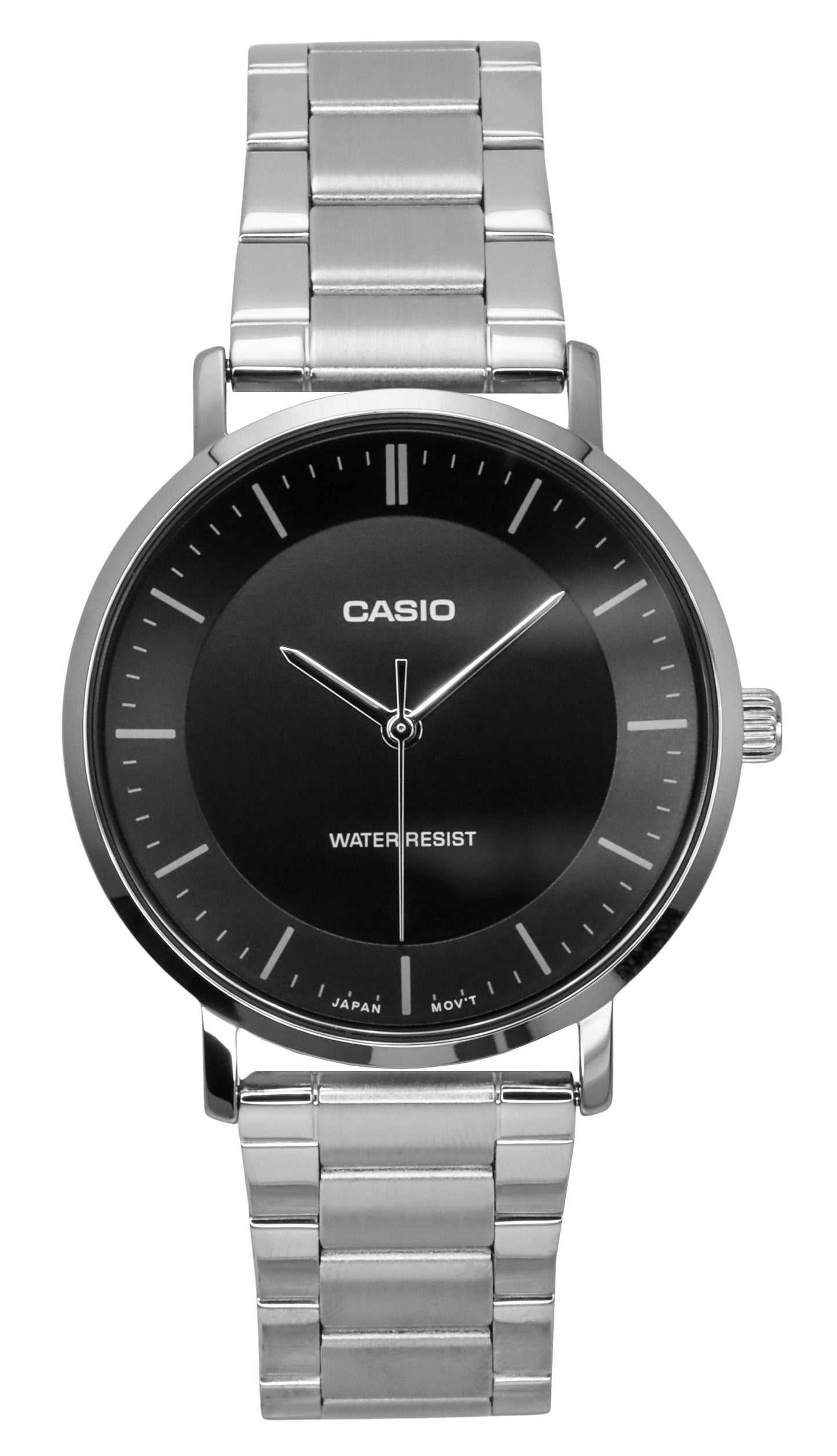 Casio Standard Analog Edelstahl Schwarzes Zifferblatt Quarz MTP-VT04D-1E Herrenuhr