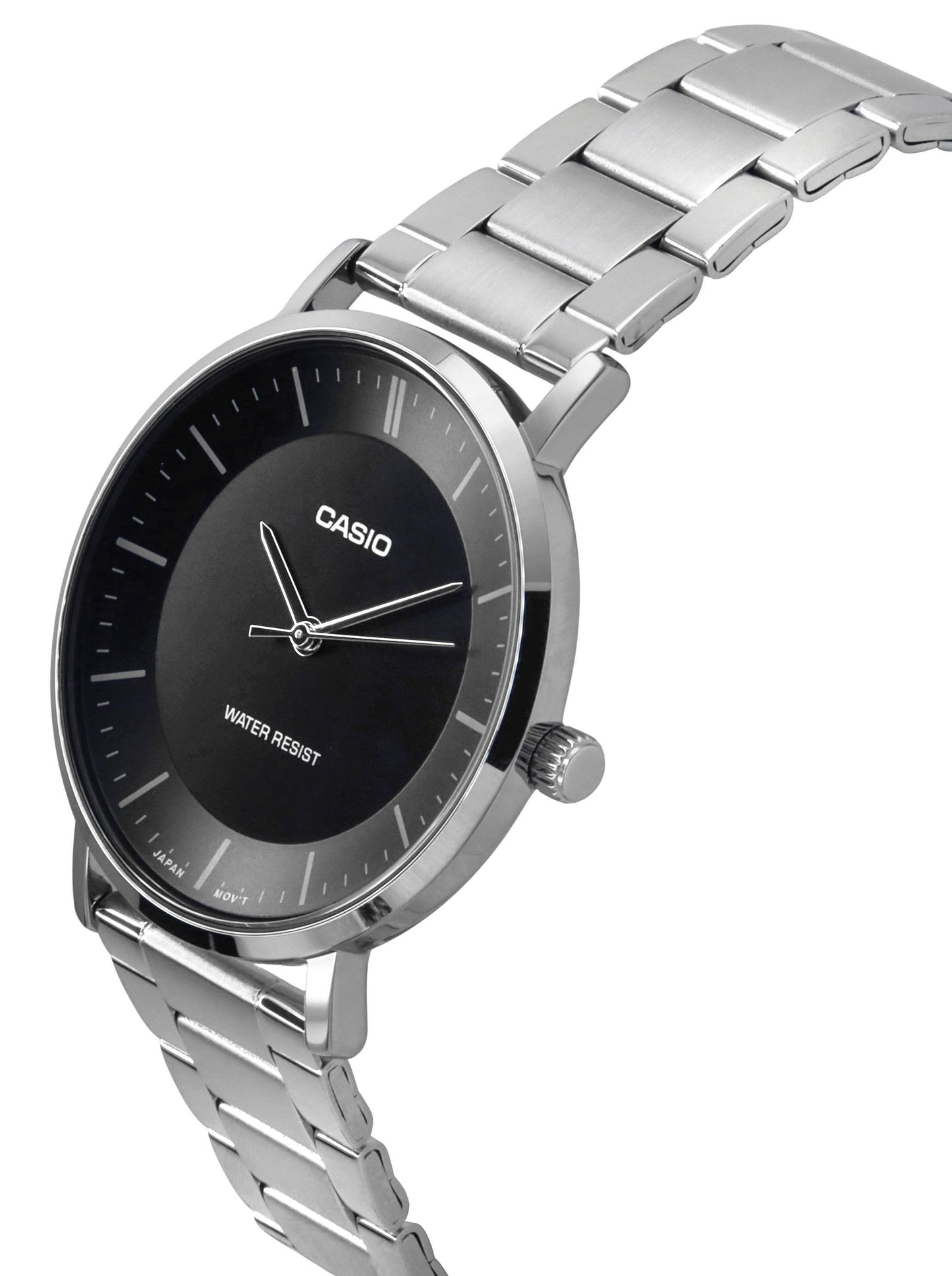 Casio Standard Analog Edelstahl Schwarzes Zifferblatt Quarz MTP-VT04D-1E Herrenuhr