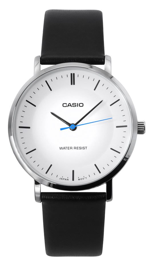 Casio Standard Analog Lederarmband White Dial Quarz MTP-VT04L-7E Herrenuhr