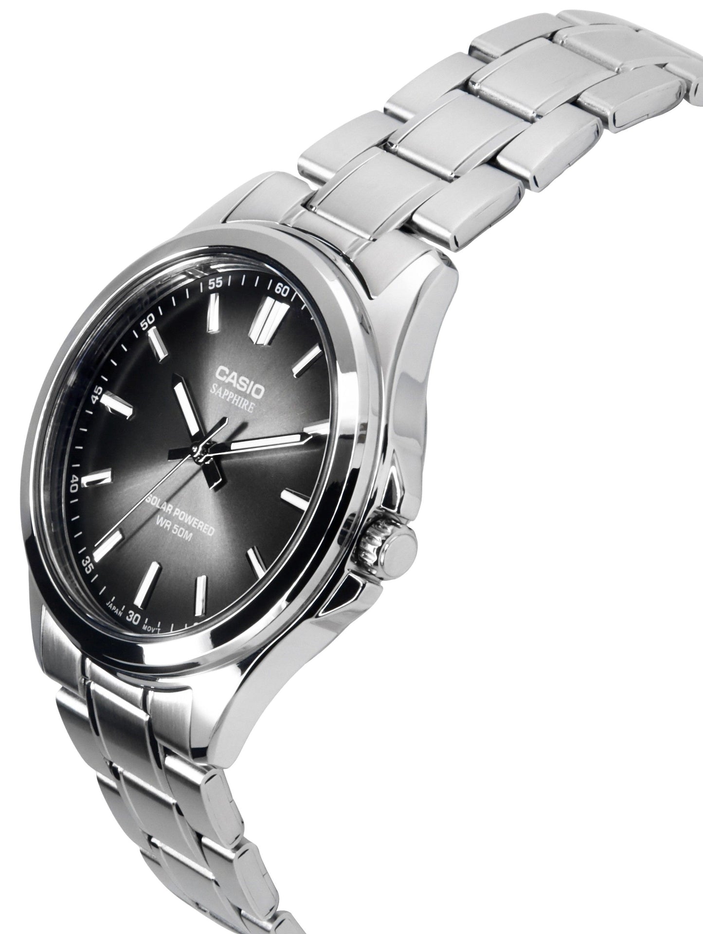 Casio Standard Analog Edelstahl Schwarzes Zifferblatt Solar MTS-RS100D-1AV Herrenuhr