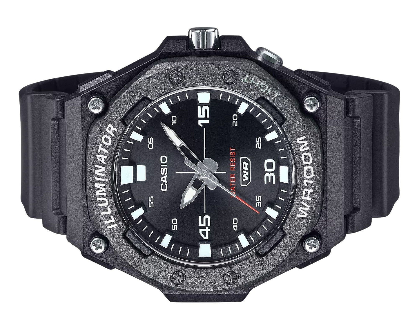 Casio Standard Analog Resin Strap Schwarzes Zifferblatt Quarz MW-620H-1AV 100M Herrenuhr