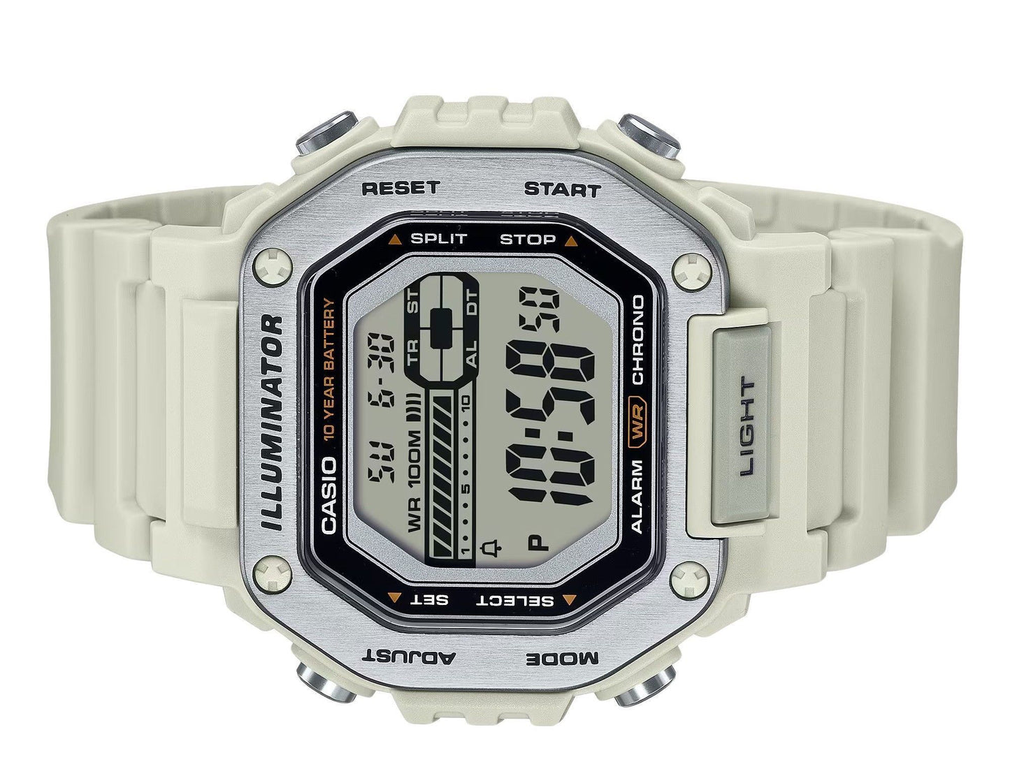Casio Standard Digital White Resin Strap Quarz MWD-110H-8AV 100M Herrenuhr