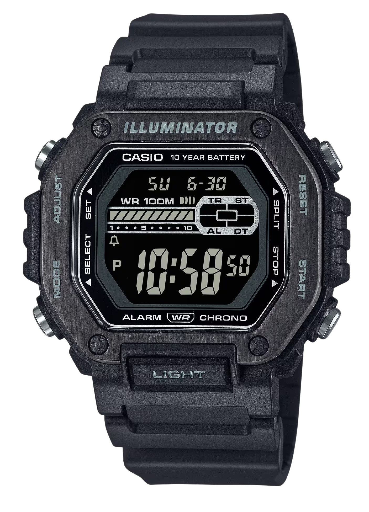Casio Standard Digital Black Resin Strap Blaues Zifferblatt Quarz MWD-110HB-1BV 100M Herrenuhr