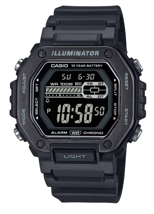 Casio Standard Digital Black Resin Strap Blaues Zifferblatt Quarz MWD-110HB-1BV 100M Herrenuhr