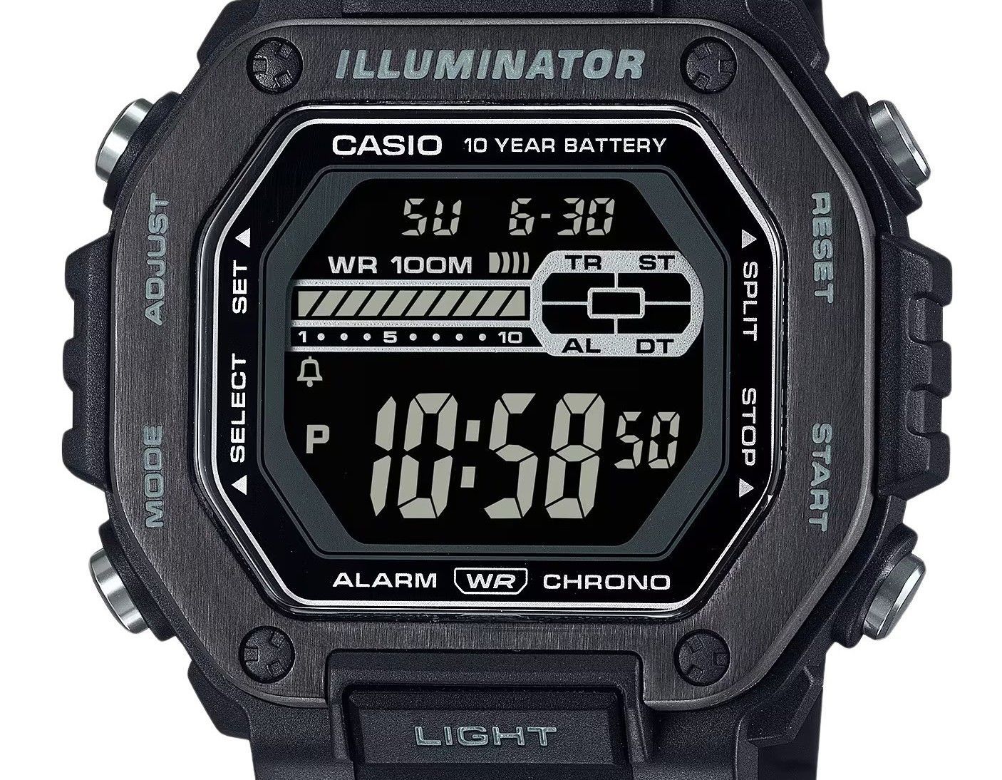 Casio Standard Digital Black Resin Strap Blaues Zifferblatt Quarz MWD-110HB-1BV 100M Herrenuhr