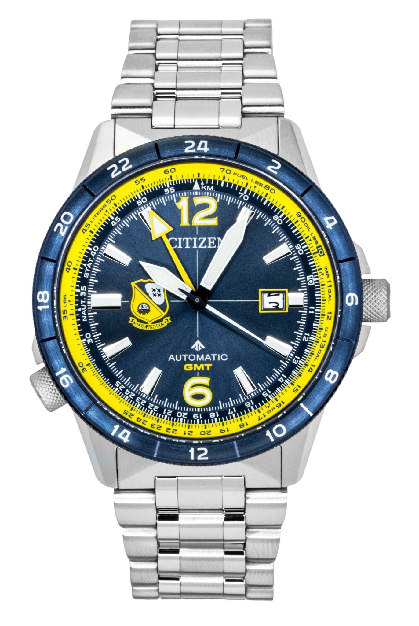 Citizen GMT Analog Edelstahl Navy Blaues Zifferblatt Automatik NB6044-54L 200M Herrenuhr