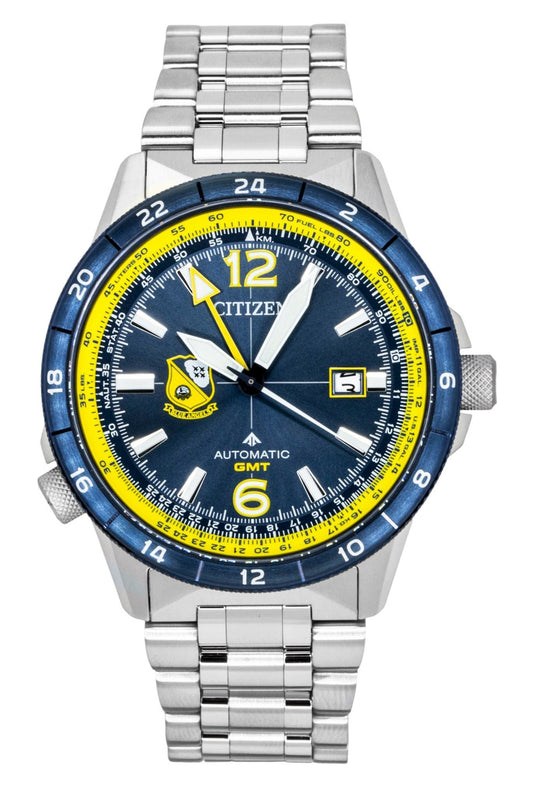 Citizen GMT Analog Edelstahl Navy Blaues Zifferblatt Automatik NB6044-54L 200M Herrenuhr