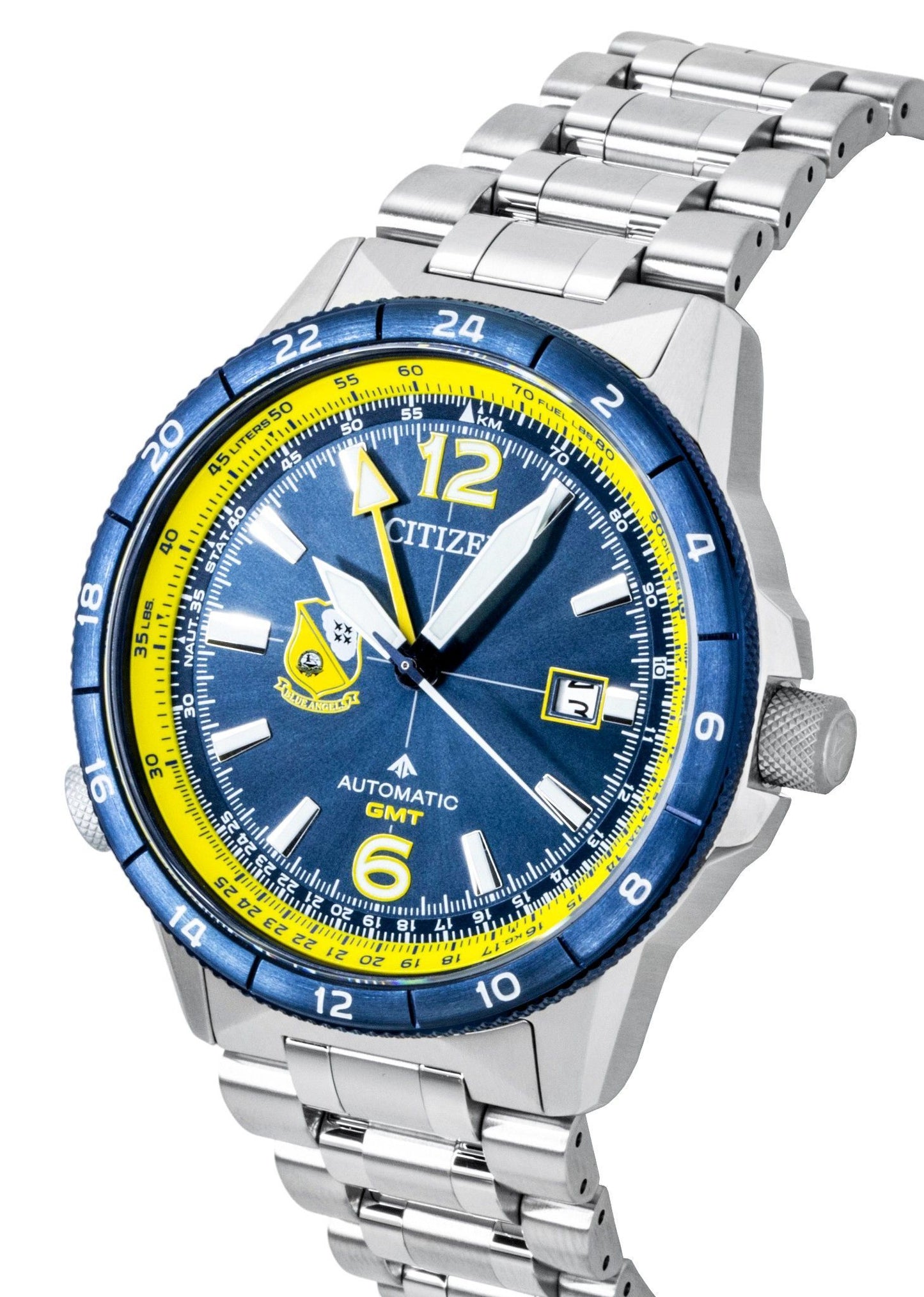 Citizen GMT Analog Edelstahl Navy Blaues Zifferblatt Automatik NB6044-54L 200M Herrenuhr