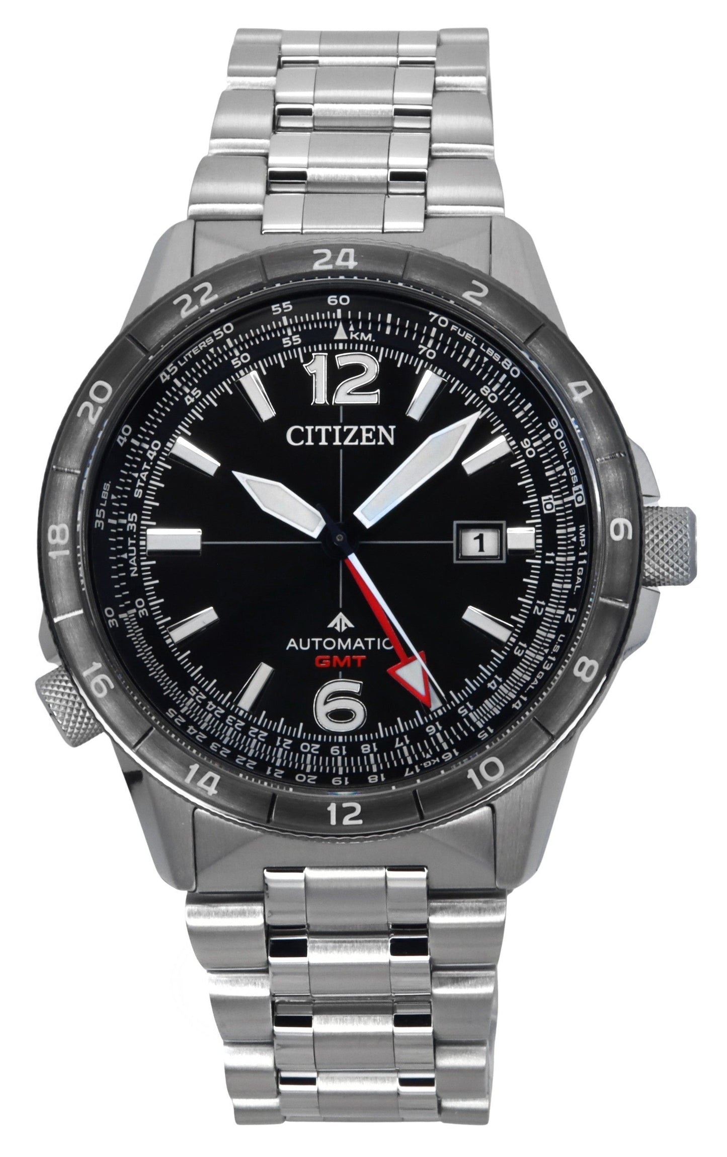 Citizen Promaster Air GMT Edelstahl Schwarzes Zifferblatt Automatik NB6046-59E 200M f?r Herren Pilot Watch