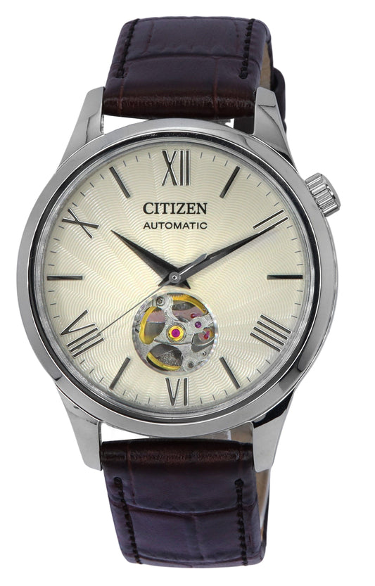 Citizen Calf Lederarmband Open Heart Ivory Dial Automatik NH9130-17A Herrenuhr