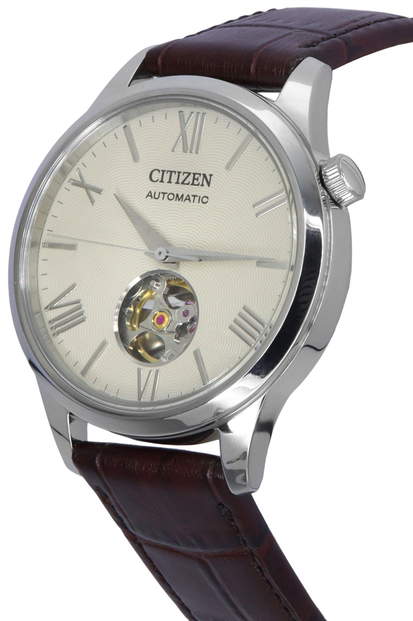 Citizen Calf Lederarmband Open Heart Ivory Dial Automatik NH9130-17A Herrenuhr