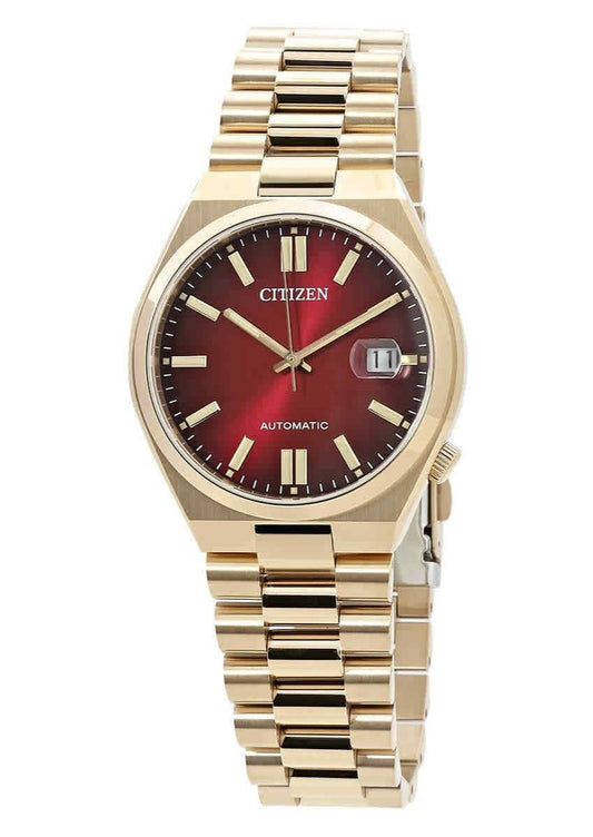 Citizen Tsuyosa Goldfarben Edelstahl Wine Red Dial Automatik NJ0153-82X Herrenuhr