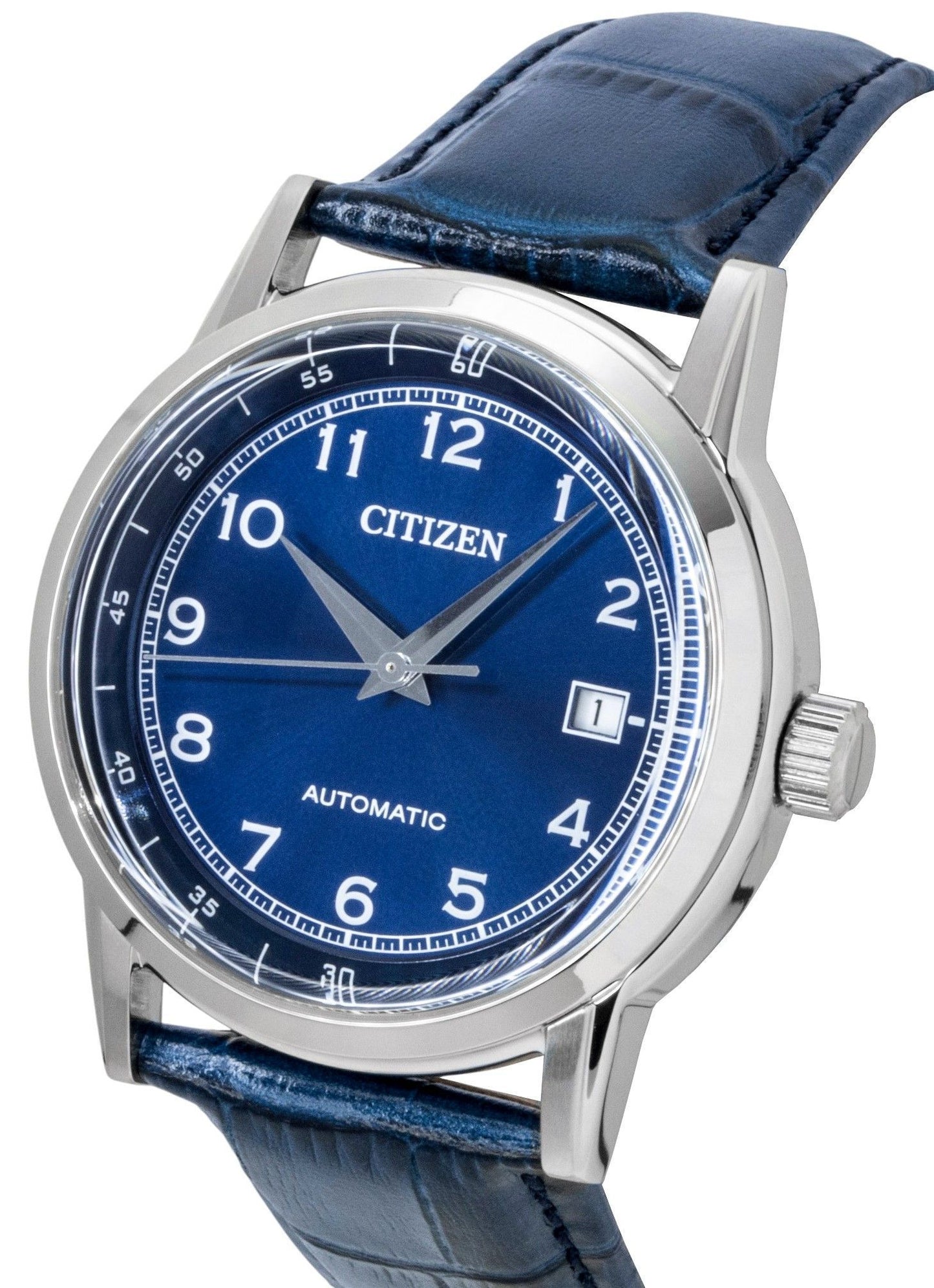 Citizen Lederarmband Blaues Zifferblatt Automatik NJ0210-13L Herrenuhr