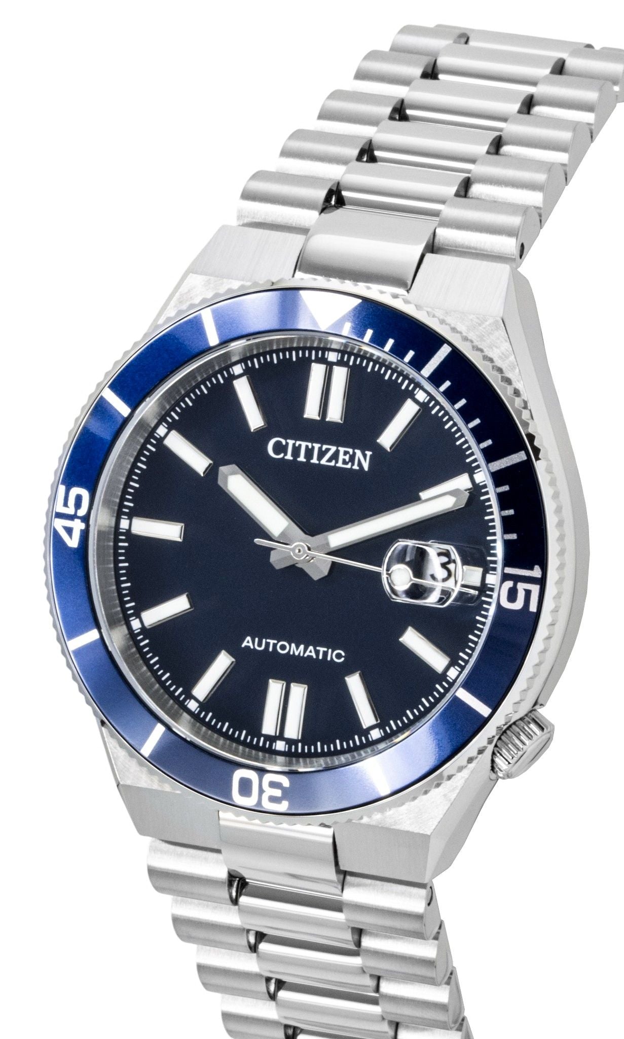 Citizen Edelstahl Navy Blaues Zifferblatt Automatik NJ0230-59L 100M Herrenuhr