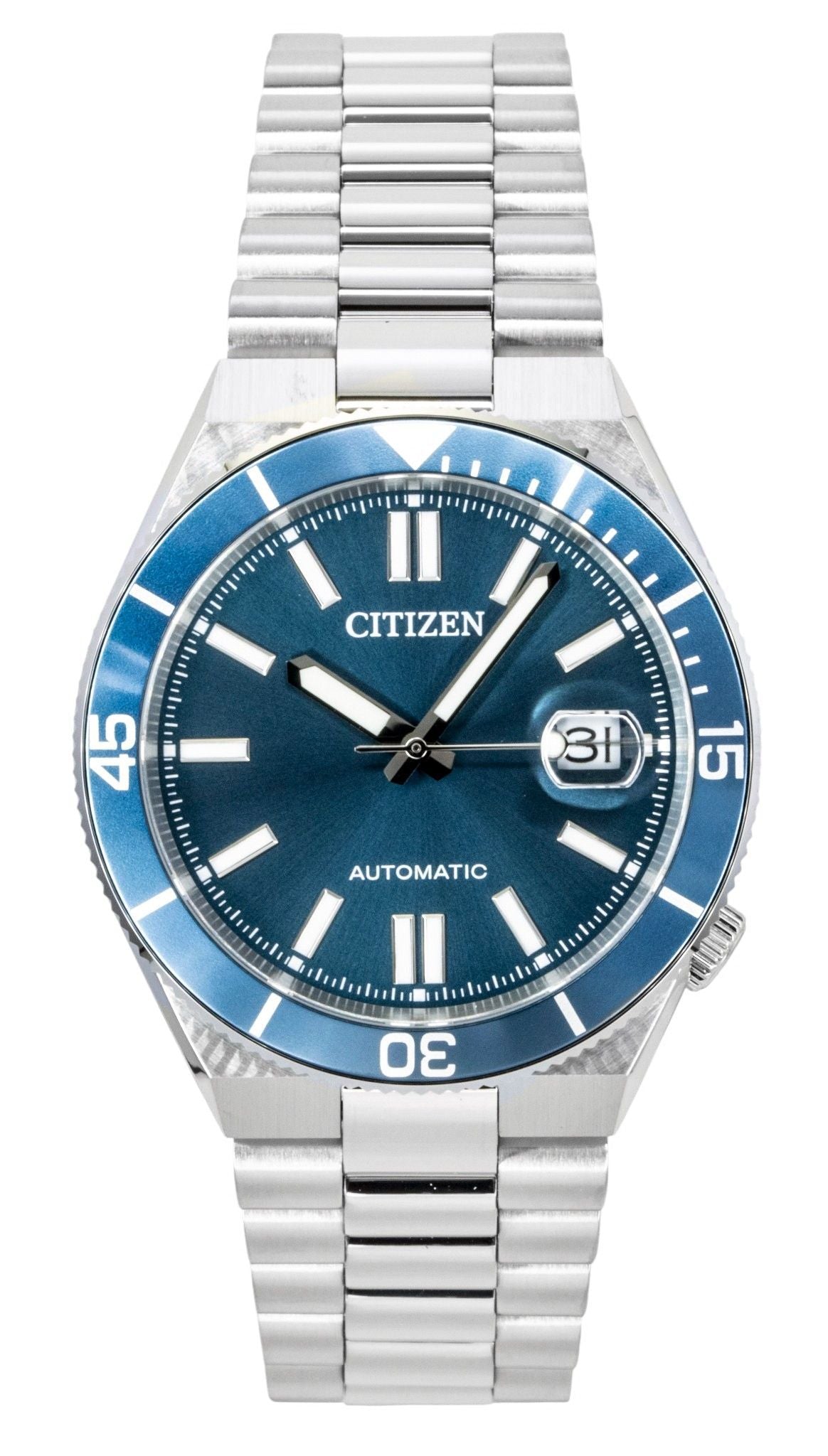 Citizen Tsuyosa Analog Edelstahl Blaues Zifferblatt Automatik NJ0231-56L 100M Herrenuhr