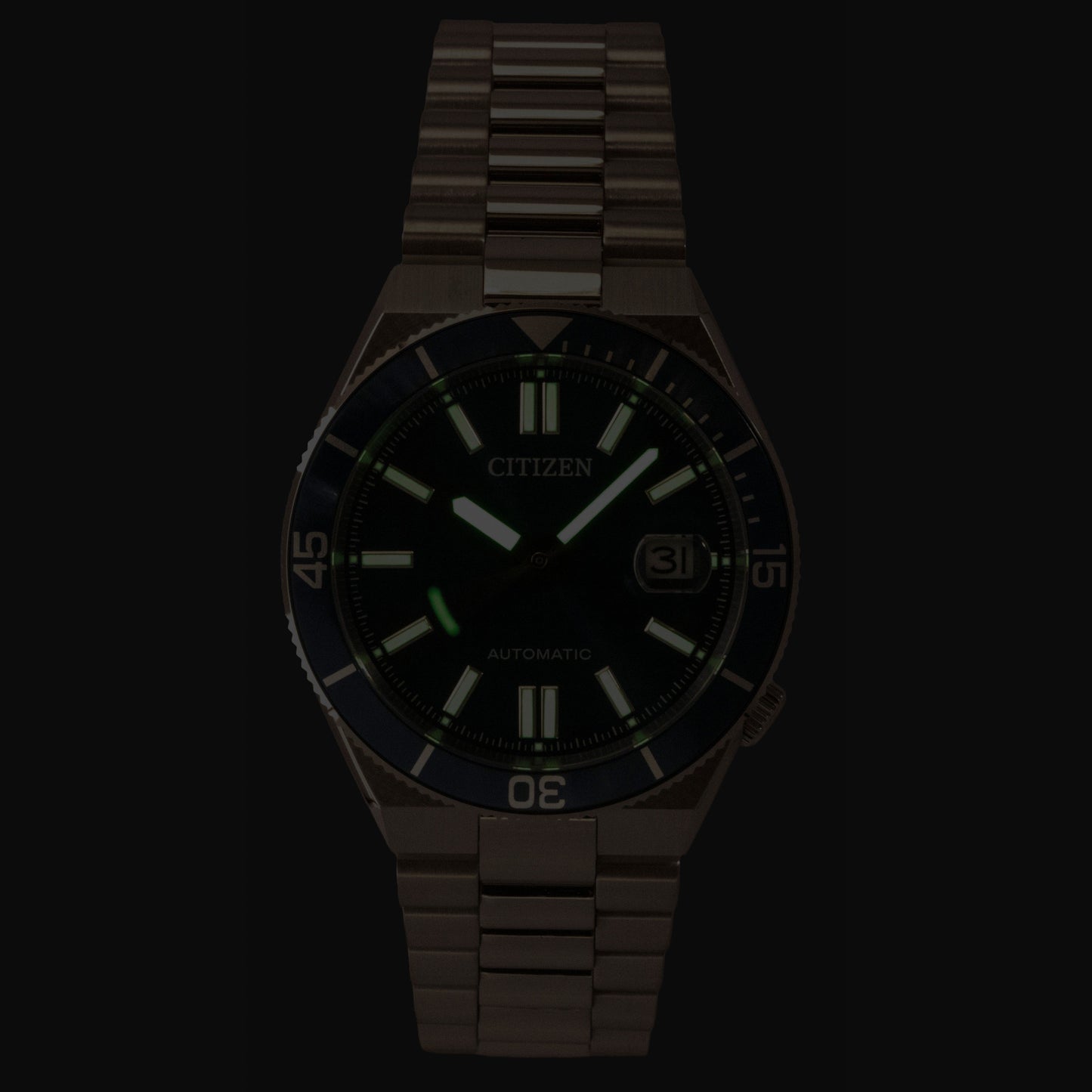 Citizen Tsuyosa Analog Edelstahl Blaues Zifferblatt Automatik NJ0231-56L 100M Herrenuhr