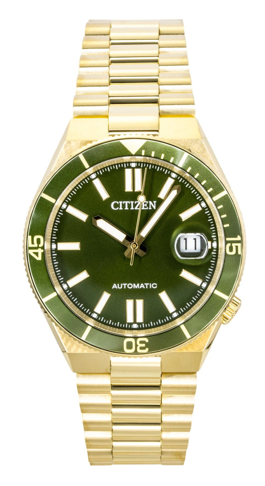 Citizen Tsuyosa Analog Goldfarben Edelstahl Gr?nes Zifferblatt Automatik NJ0232-53X 100M Herrenuhr