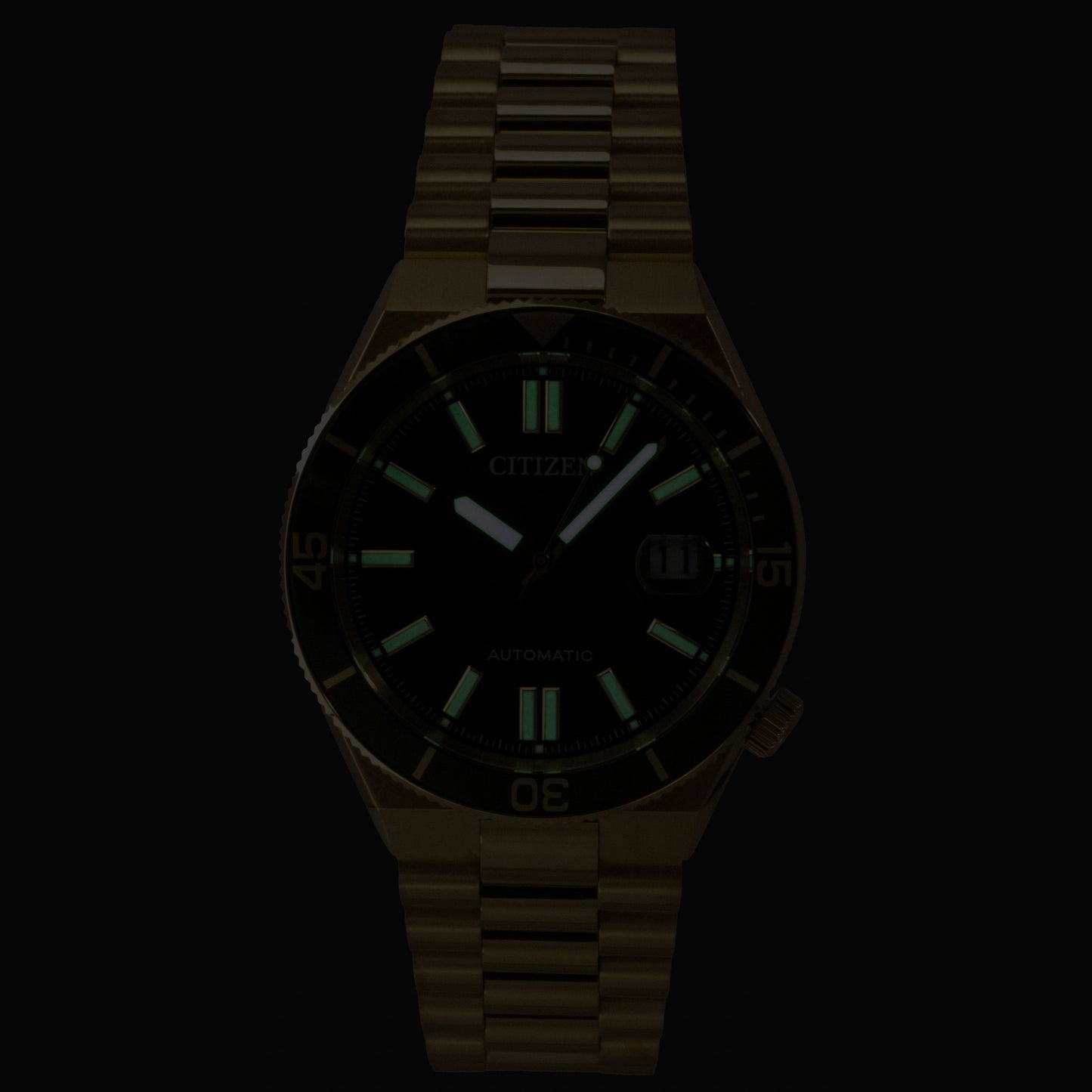 Citizen Tsuyosa Analog Goldfarben Edelstahl Gr?nes Zifferblatt Automatik NJ0232-53X 100M Herrenuhr